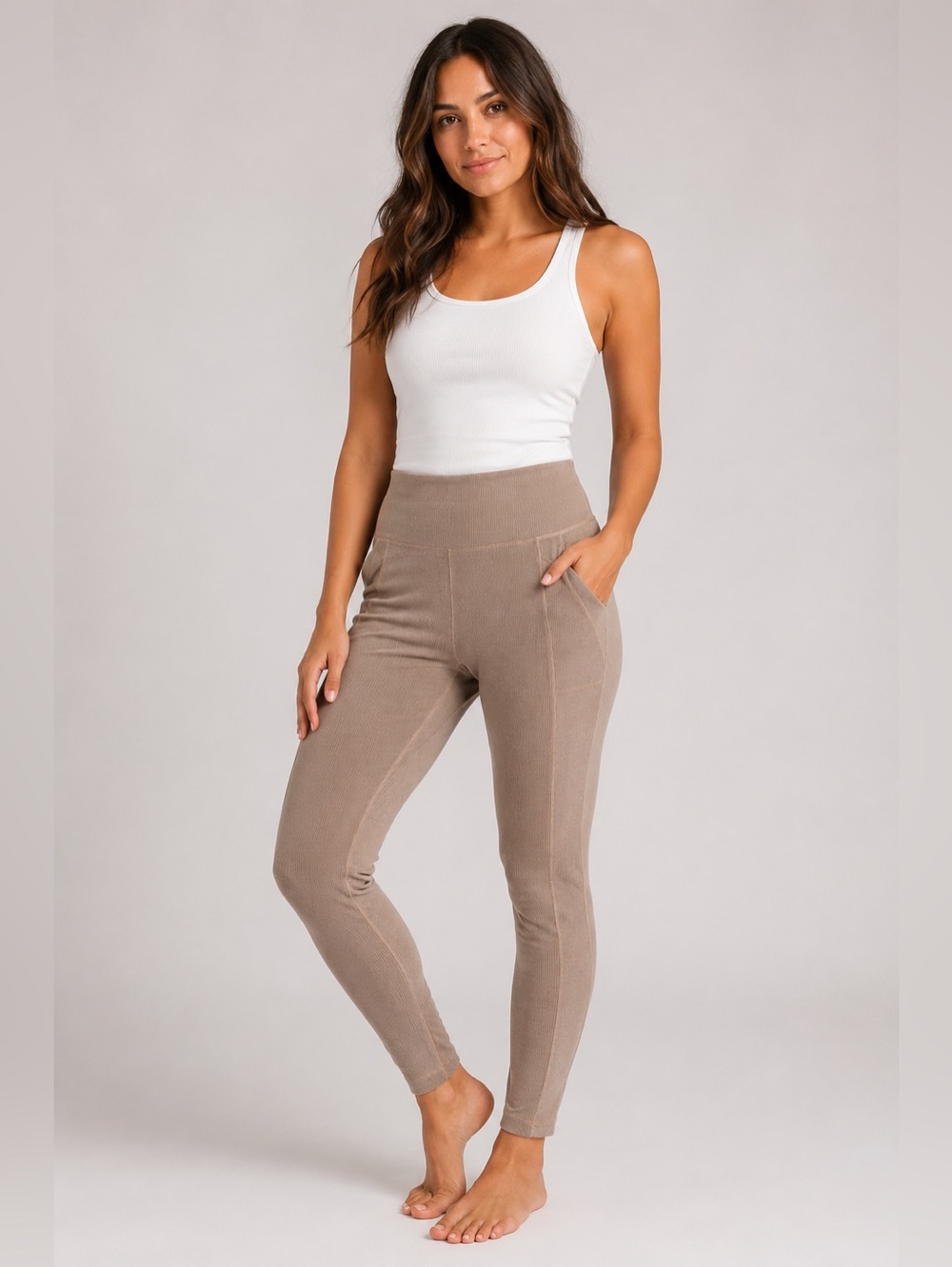 Prana Ribbed High-Rise Leggings L - Picture 1 of 5
